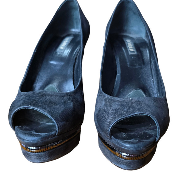 Le Silla suede black pumps platform heels size 9 - Picture 7 of 10